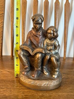 Vintage Austin Sculpture "Learning" Alice Heath 1997 Boy & Girl Reading Statue